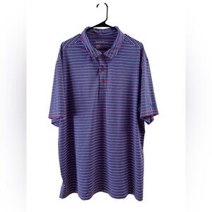 Reebok golf red white and blue striped performance polo